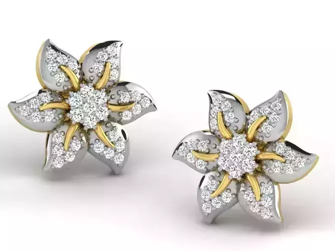 Women flower earrings 3dm render detail