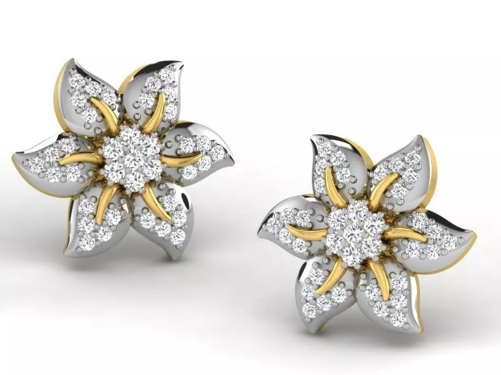 Women flower earrings 3dm render detail 3D print model
