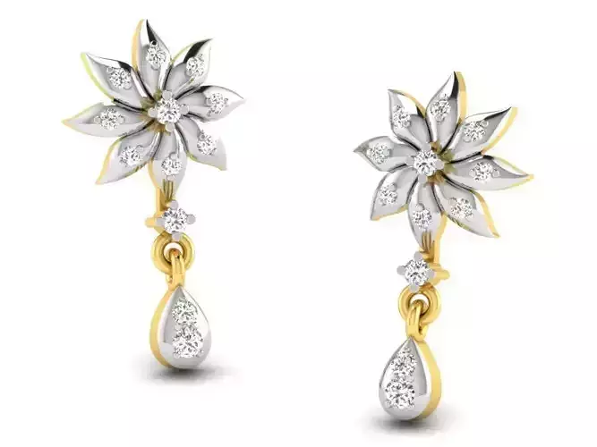 Women flower earrings 3dm render detail