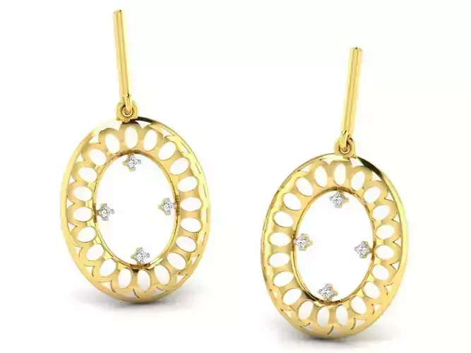 Women round earrings 3dm render detail