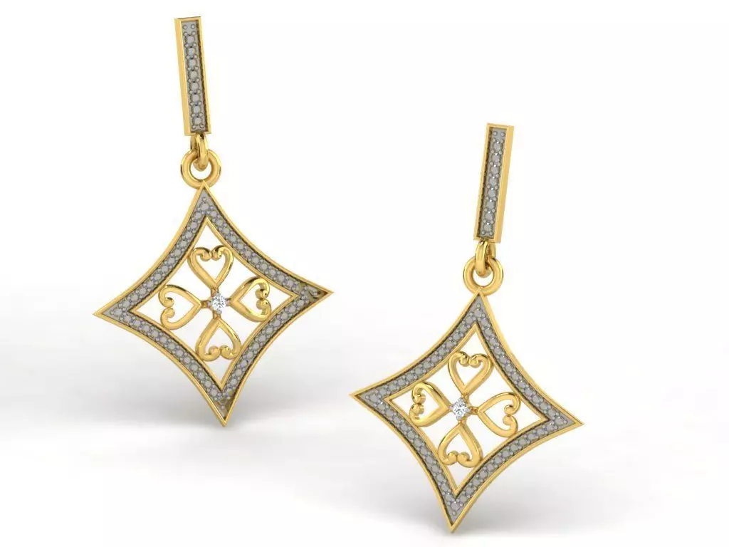 Women square earrings 3dm render detail 3D print model