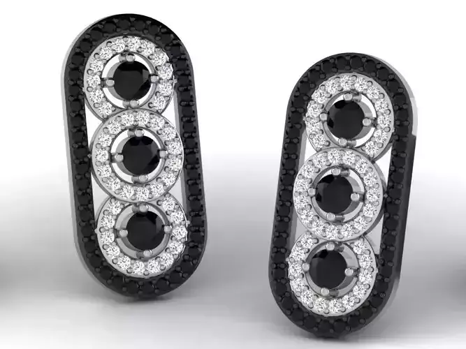 Women gem earrings 3dm render detail