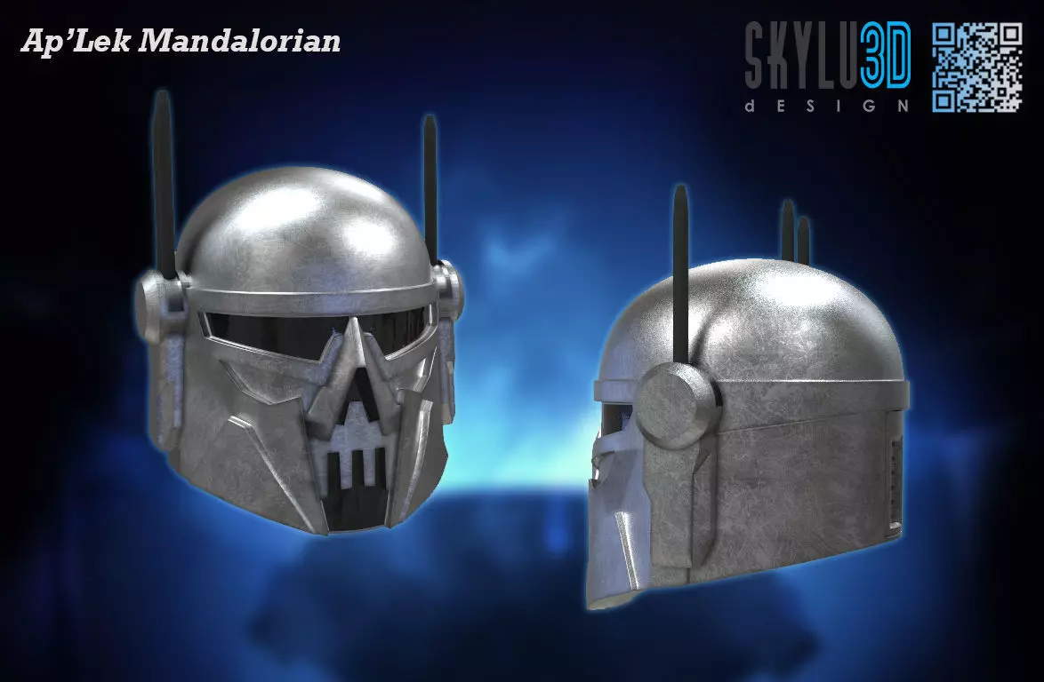 ApLek Mandalorian full size helmet and 6inch figure head 3D print model_0