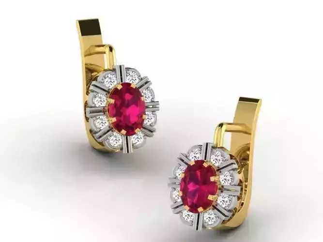 Women gem earrings 3dm render detail
