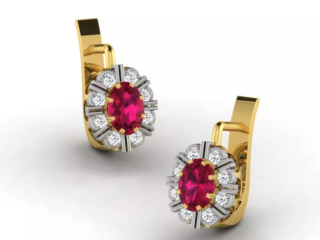 Women gem earrings 3dm render detail 3D print model