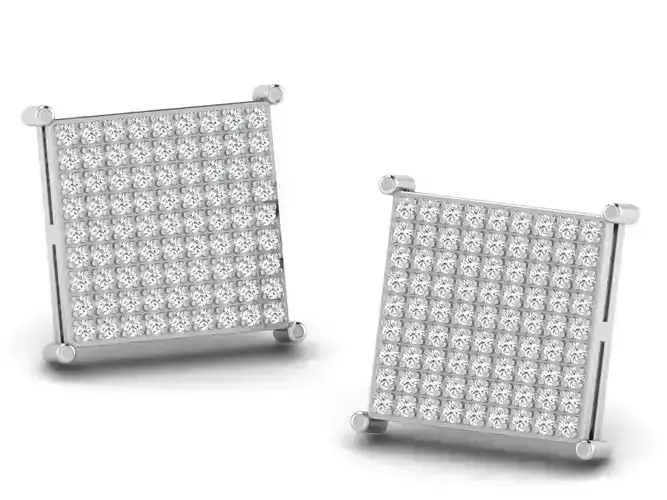 Women square earrings 3dm render detail