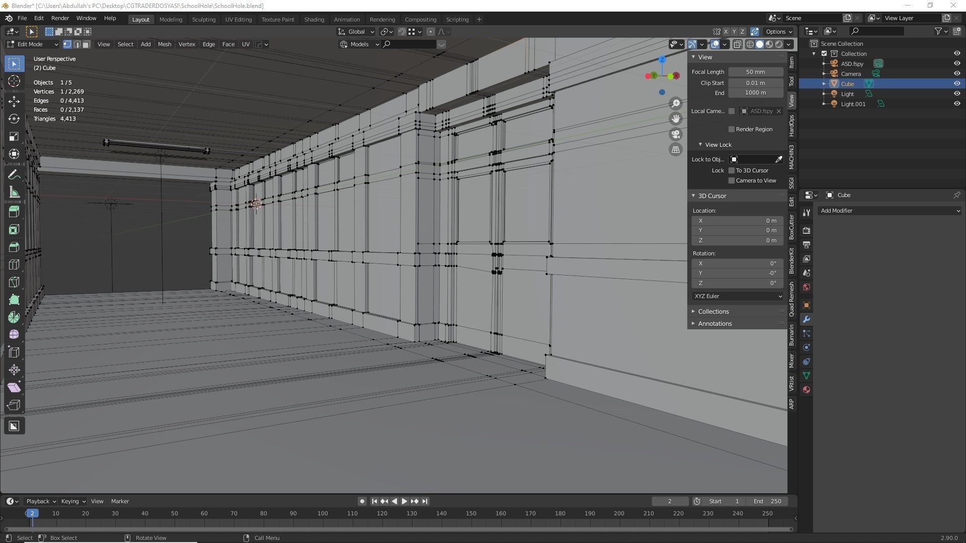 Schools Hole Low-poly 3D model_7