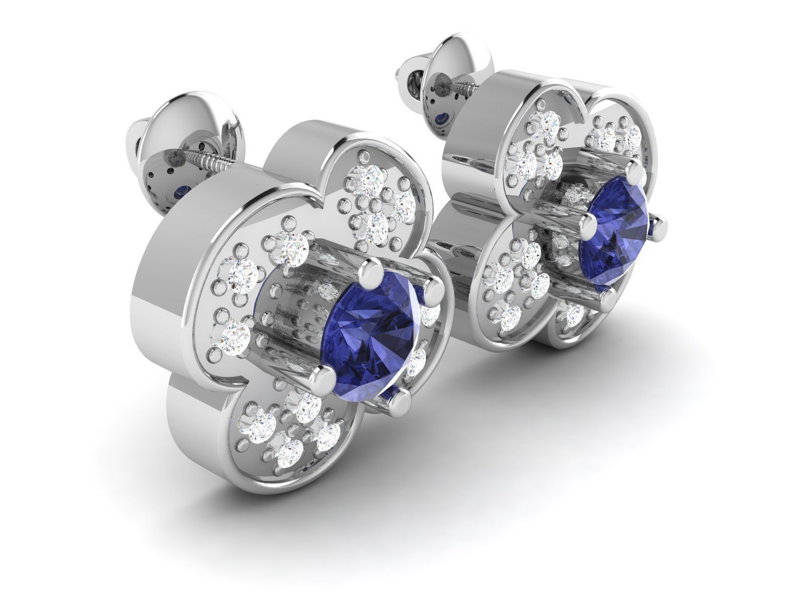 Women flower earrings 3dm render detail 3D print model_2