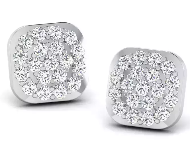 Women square earrings 3dm render detail