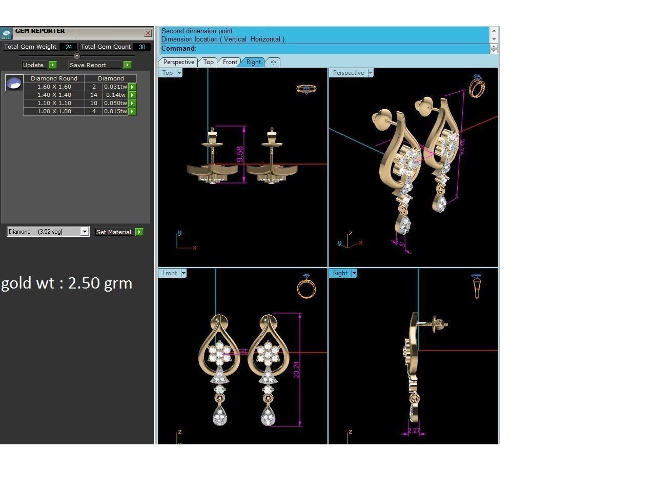Women earrings 3dm render detail 3D print model_1