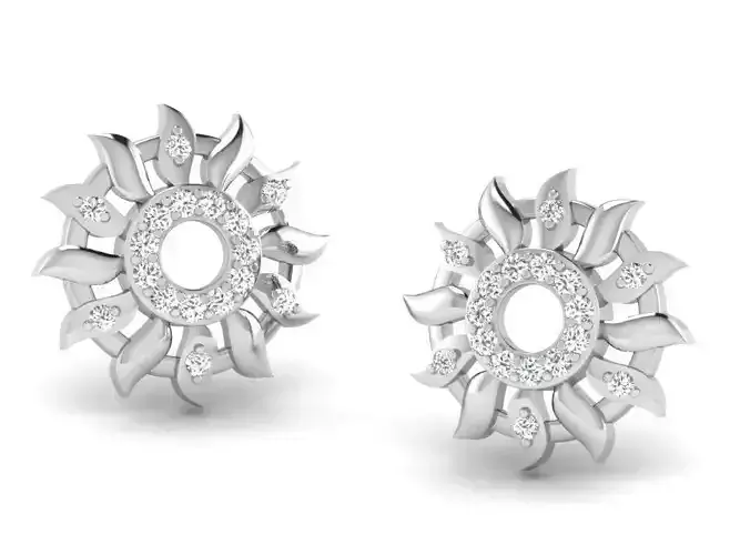 Women round earrings 3dm render detail