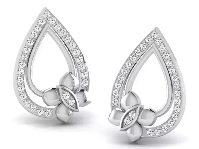 Women flower earrings 3dm render detail