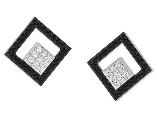 Women square earrings 3dm render detail