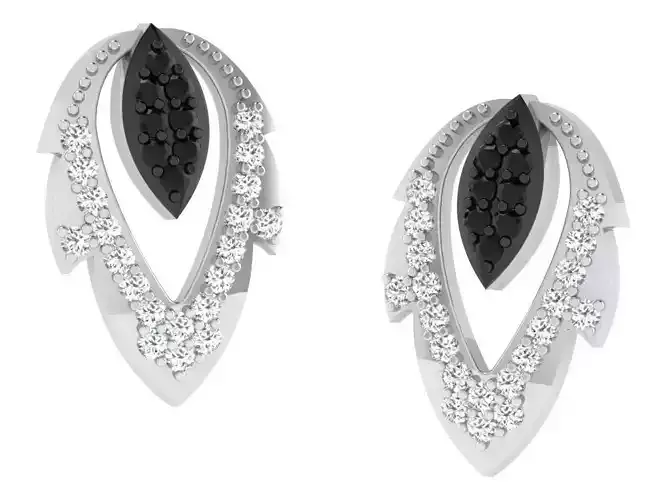 Women leaf earrings 3dm render detail