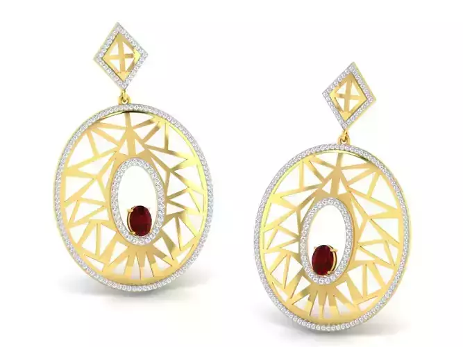 Women gem earrings 3dm render detail