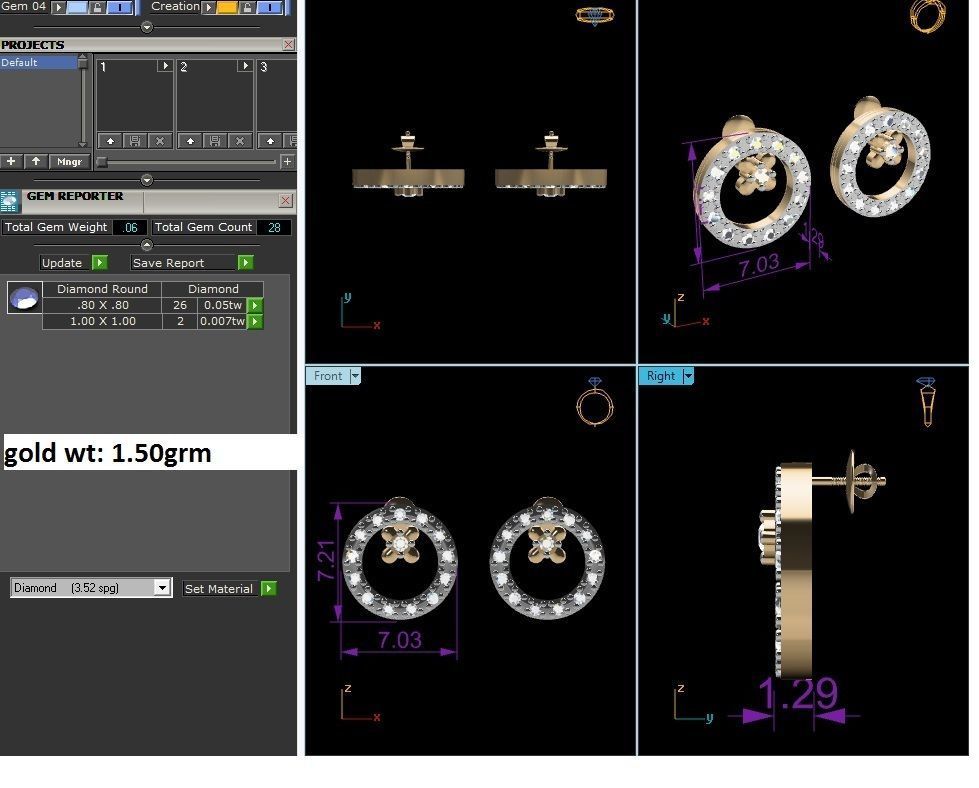 Women round earrings 3dm render detail 3D print model_1