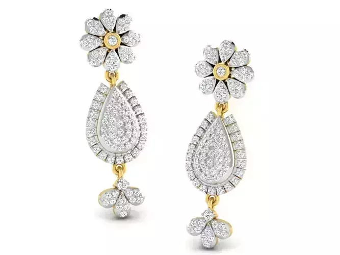 Women earrings 3dm render detail