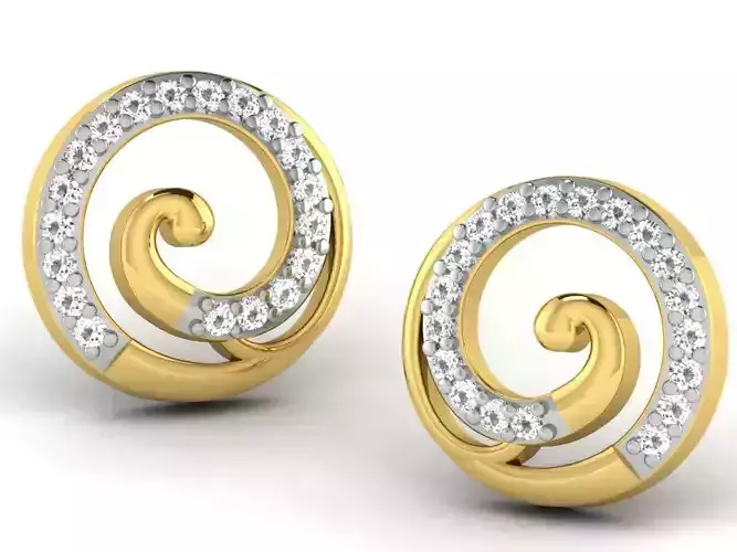 Women round earrings 3dm render detail
