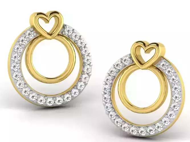 Women heart earrings 3dm render detail