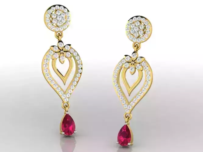 Women gem earrings 3dm render detail