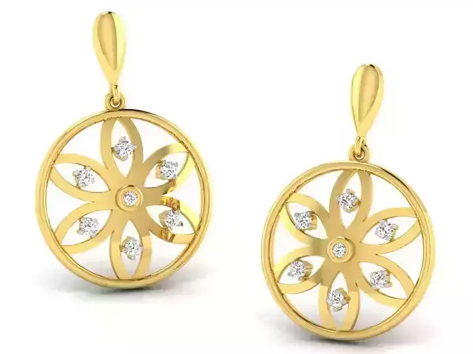 Women round earrings 3dm render detail