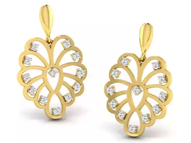 Women leaf earrings 3dm render detail