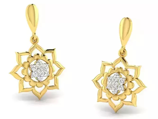 Women flower earrings 3dm render detail