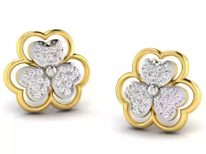 Women flower earrings 3dm render detail