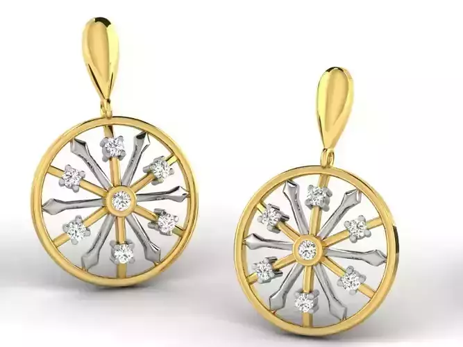 Women flower earrings 3dm render detail