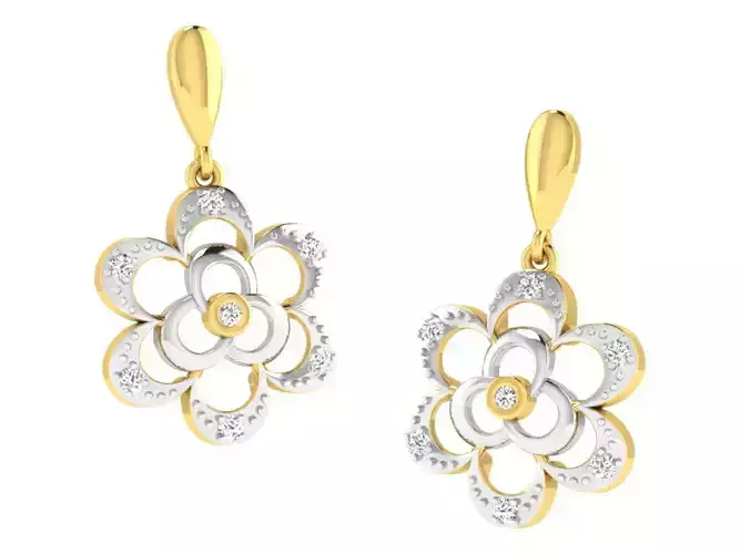 Women flower earrings 3dm render detail