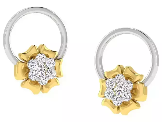 Women flower earrings 3dm render detail