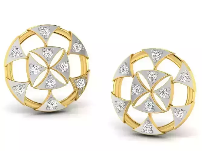 Women round earrings 3dm render detail