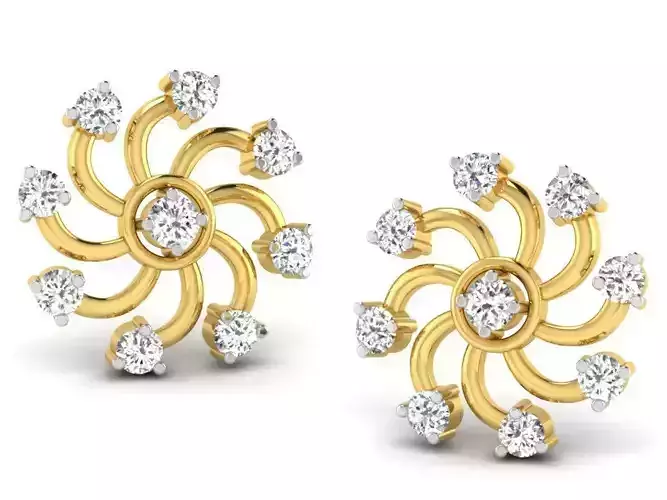 Women round earrings 3dm render detail