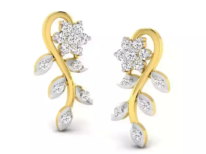 Women flower earrings 3dm render detail