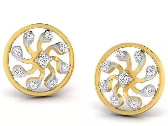 Women round earrings 3dm render detail