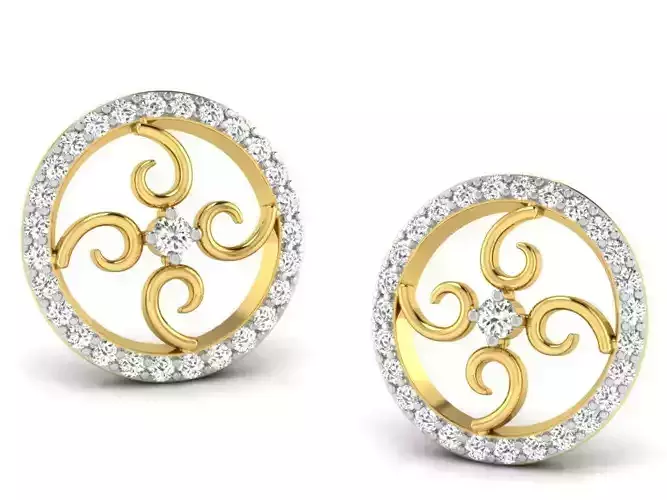 Women round earrings 3dm render detail