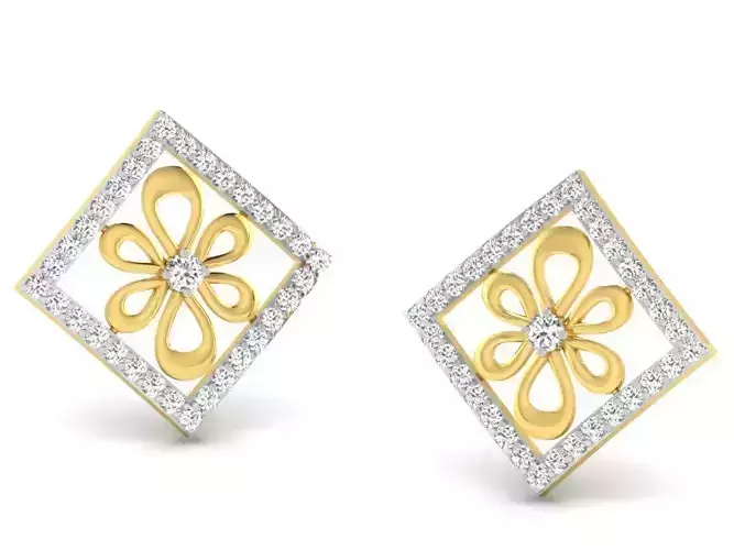 Women square earrings 3dm render detail