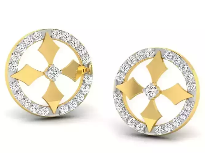 Women round earrings 3dm render detail