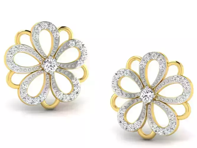 Women round earrings 3dm render detail