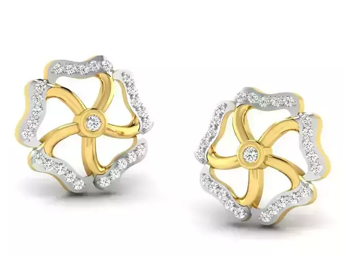 Women round earrings 3dm render detail