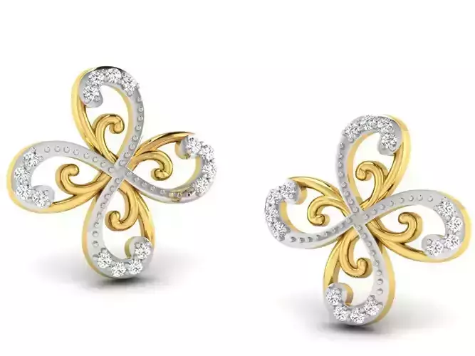 Women flower earrings 3dm render detail