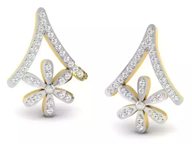 Women flower earrings 3dm render detail