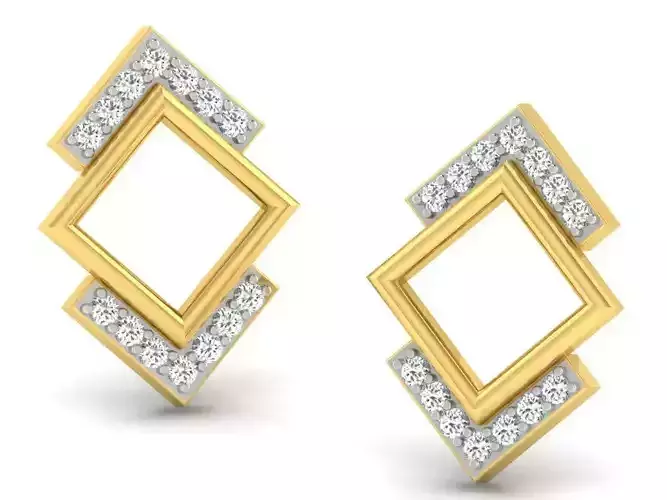 Women square earrings 3dm render detail