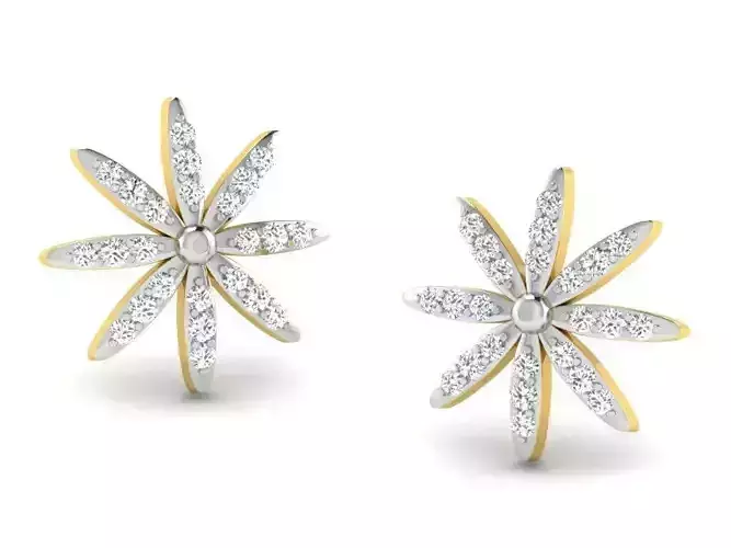 Women flower earrings 3dm render detail