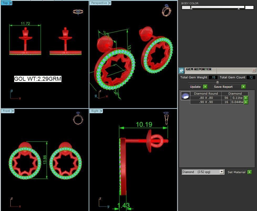 Women round earrings 3dm render detail 3D print model_1