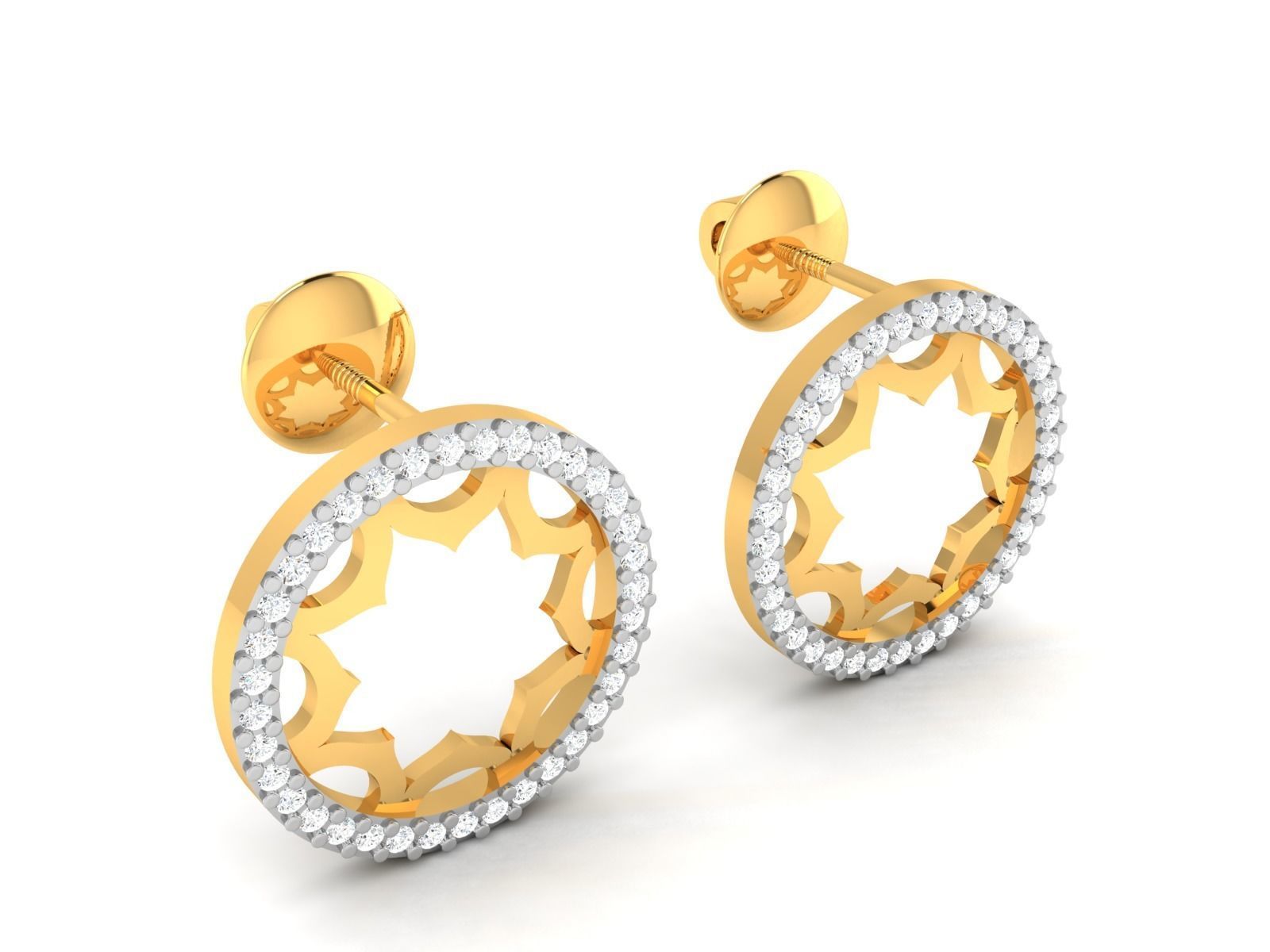 Women round earrings 3dm render detail 3D print model_2