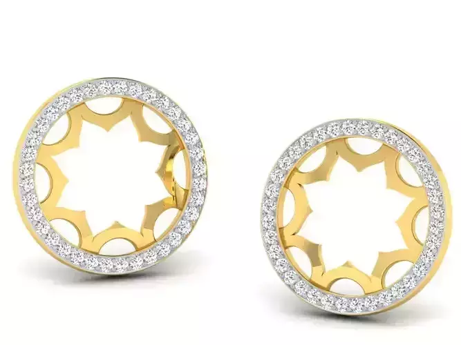 Women round earrings 3dm render detail