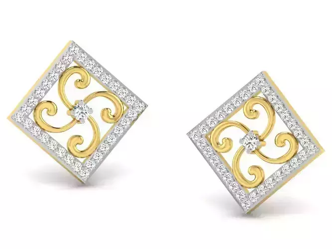 Women square earrings 3dm render detail