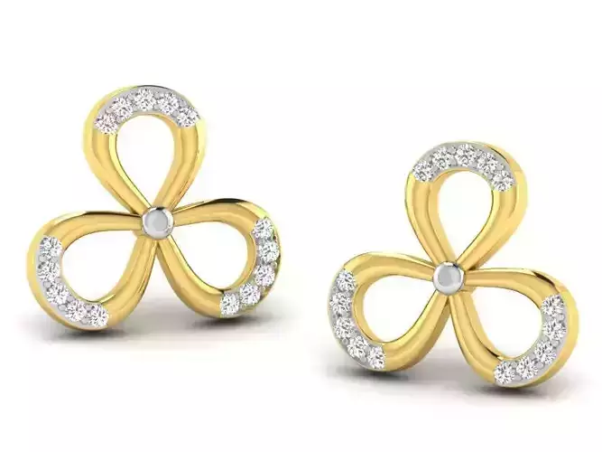 Women flower earrings 3dm render detail