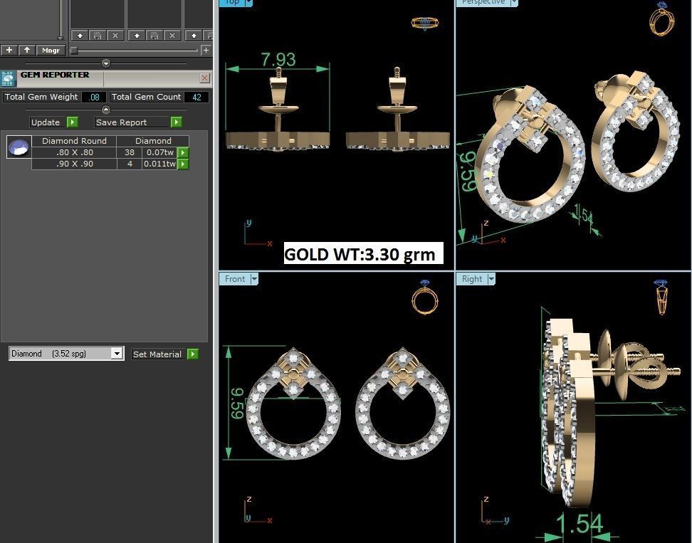 Women round earrings 3dm render detail 3D print model_1